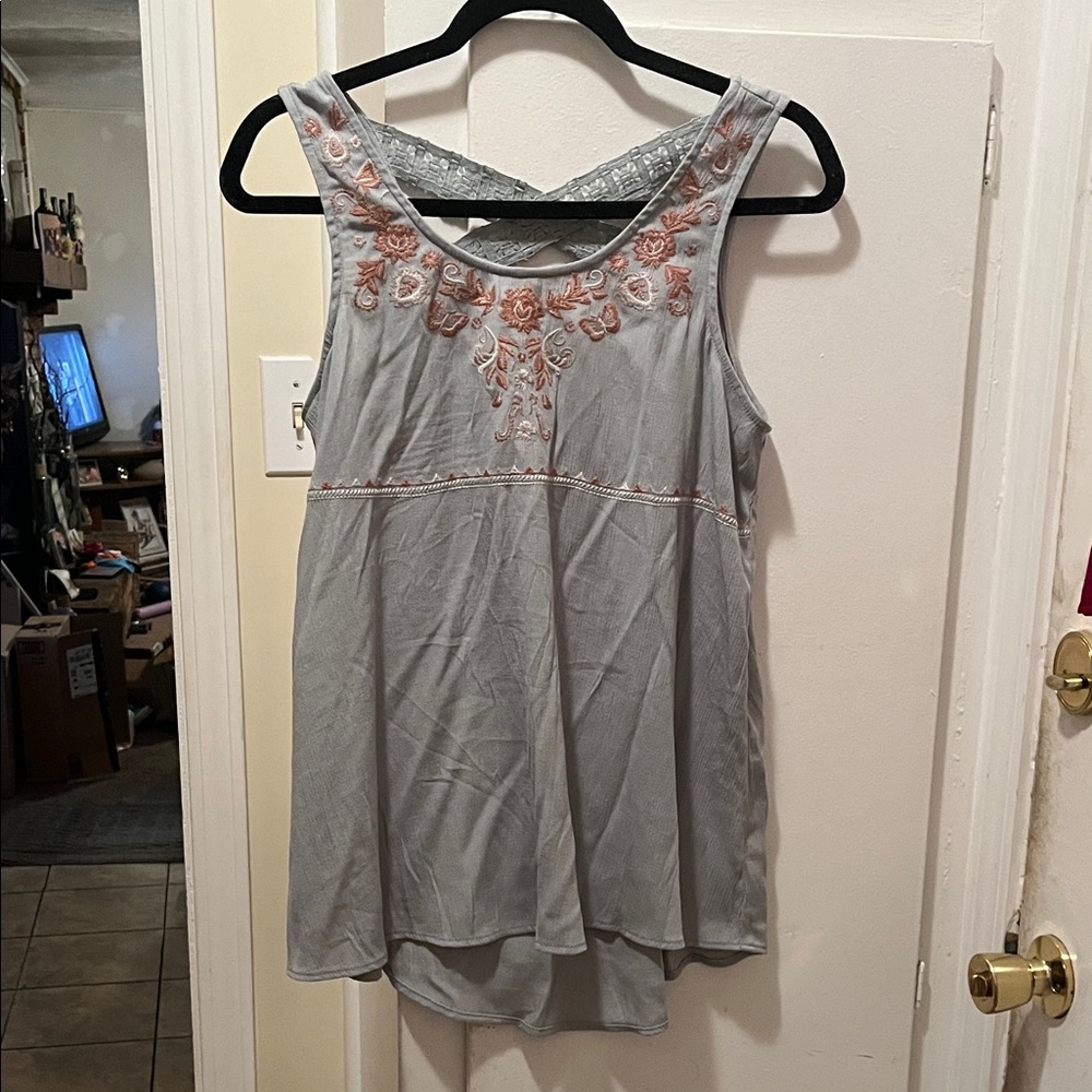 love, Fire Embroidered Sleeveless Blouse